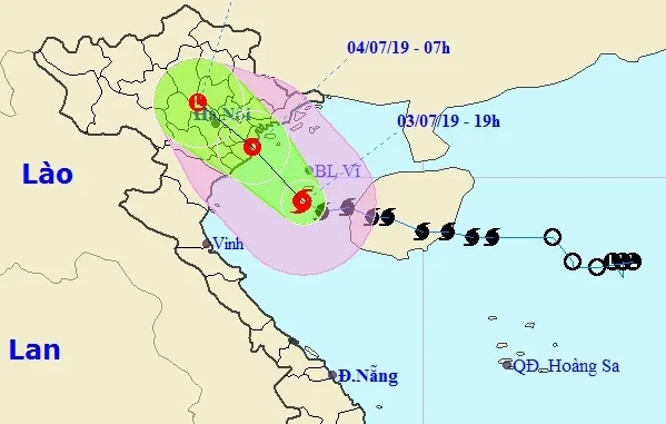 Bão số 2 chỉ còn cách đất liền các tỉnh từ Hải Phòng đến Nam Định khoảng 150 km