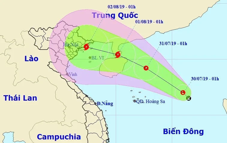 Vùng áp thấp cách quần đảo Hoàng Sa khoảng 400km về phía Đông