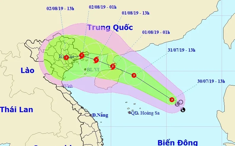 Khoảng ngày 1/8, áp thấp nhiệt đới vào vịnh Bắc Bộ