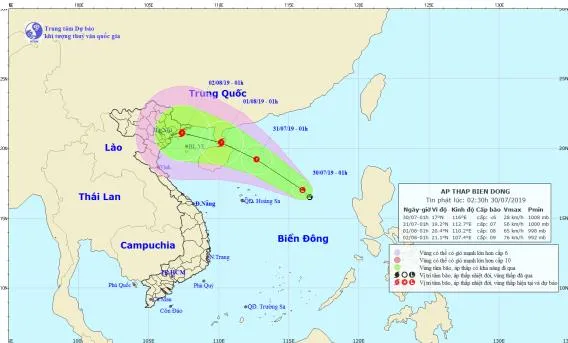 Vùng áp thấp trên Biển Đông có khả năng mạnh lên thành áp thấp nhiệt đới