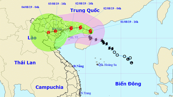 Bão số 3 đang cách đất liền các tỉnh Quảng Ninh-Hải Phòng khoảng 330km về phía Đông