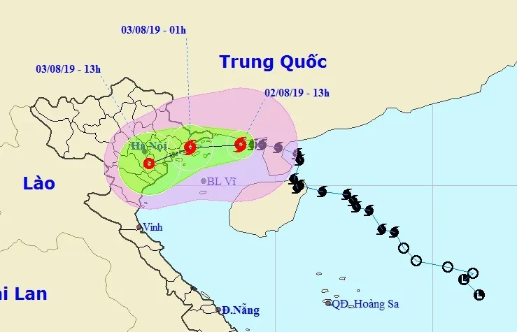 Chiều nay 2/8, Quảng Ninh, Hải Phòng có gió mạnh dần lên cấp 6-7, sau tăng lên cấp 8, giật cấp 11