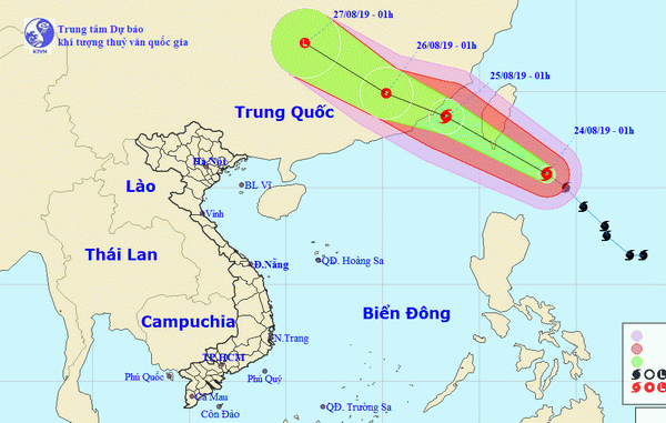 Tin bão Bailu ngày 24/8: Bão di chuyển theo hướng Tây Bắc, có khả năng mạnh thêm