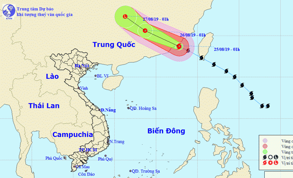 Tin bão Bailu ngày 25/8/2019: 24 giờ tới bão suy yếu thành áp thấp nhiệt đới