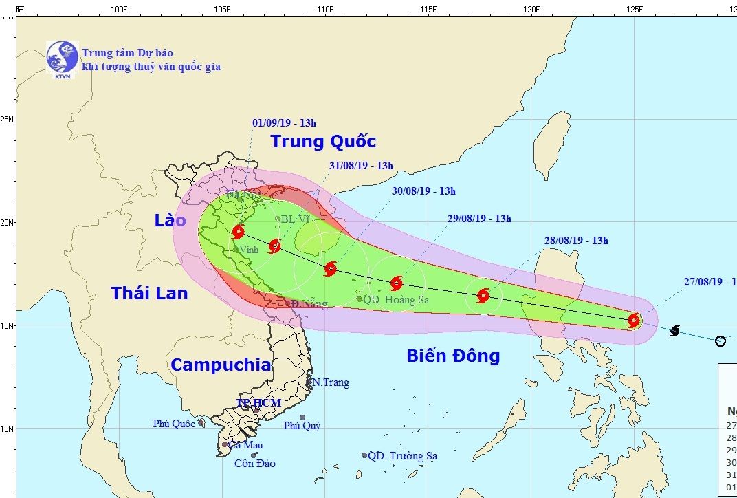 Bão Podul sẽ đi vào Biển Đông vào sáng mai 28/8