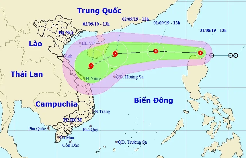 Đêm nay 31/8, áp thấp nhiệt đới vào biển Đông và cường độ mạnh thêm