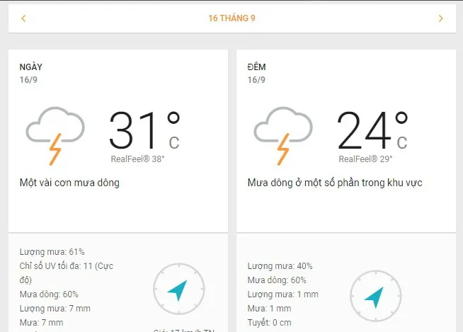Dự báo thời tiết TPHCM hôm nay 16/9: Mưa dông rải rác vào chiều tối