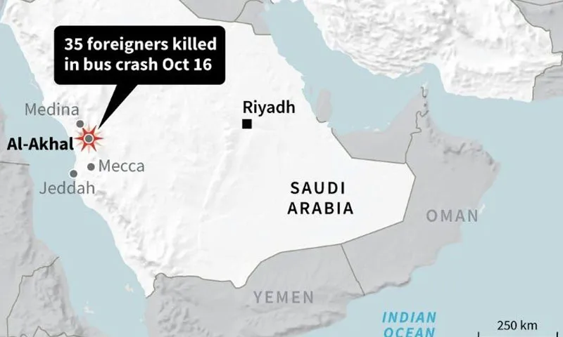 Tai nạn xe buýt gần Thánh địa Mecca làm chết 35 người