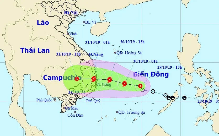 Áp thấp nhiệt đới có thể đi vào đất liền các tỉnh từ Bình Định đến Ninh Thuận