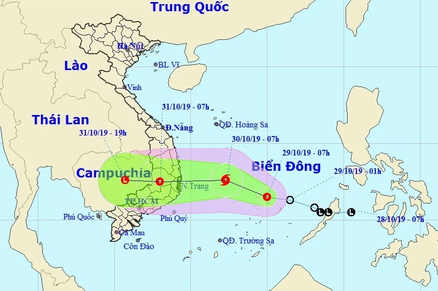 Sức gió mạnh nhất vùng gần tâm áp thấp nhiệt đới mạnh cấp 7, giật cấp 9