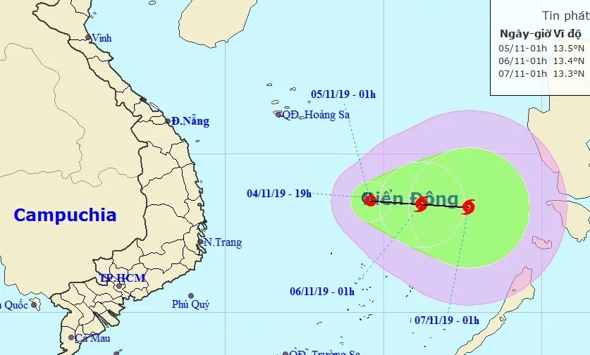 Áp thấp nhiệt đới cách đảo Song Tử Tây khoảng 240km