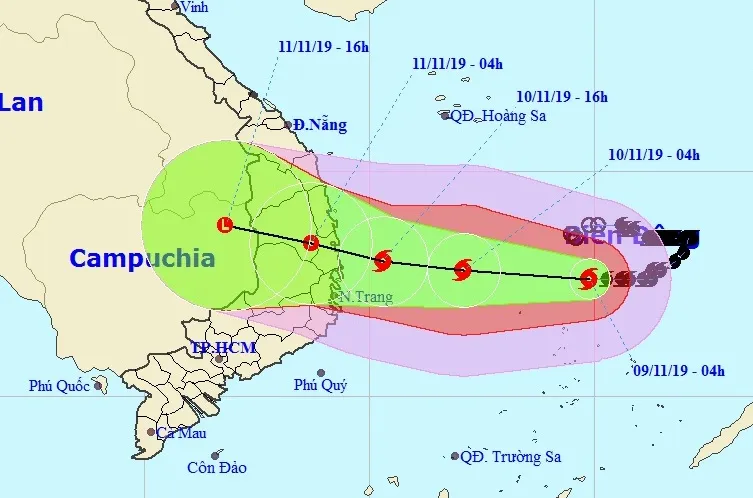 Bão số 6 có thể đi vào đất liền các tỉnh Trung Bộ với gió mạnh cấp 9 - 10