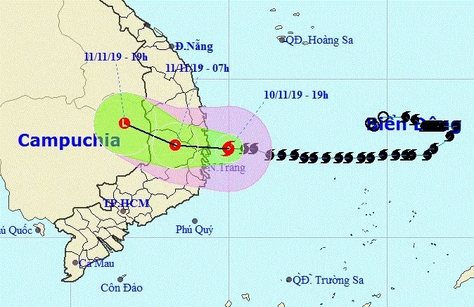 Bão số 6 đã suy yếu thành áp thấp nhiệt đới mạnh cấp 7, giật cấp 9