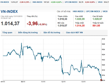 Thị trường chứng khoán 13/11/2019: VN-Index áp sát mốc 1.020 điểm