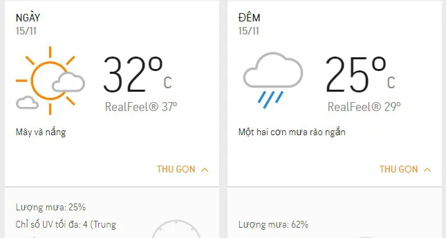 Dự báo thời tiết TPHCM hôm nay 15/11: Đêm có mưa rào