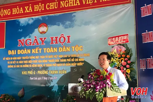 Trưởng Ban Tuyên giáo Trung ương Võ Văn Thưởng dự Ngày hội đại đoàn kết toàn dân tộc ở TPHCM