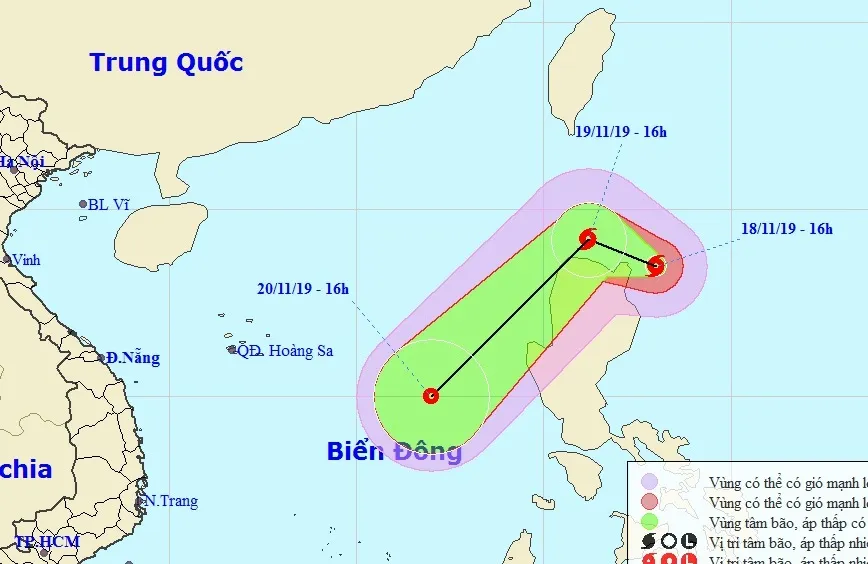Xuất hiện một cơn bão gần biển Đông