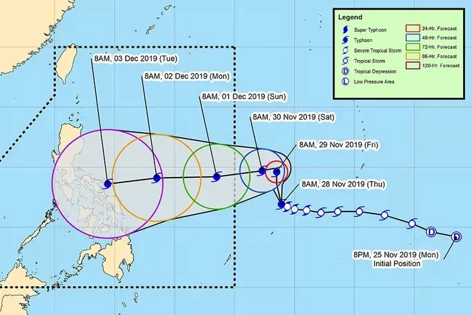 Bão Kammuri có thể mạnh lên thành siêu bão hướng vào Philippines gây ảnh hưởng SEA Games 30