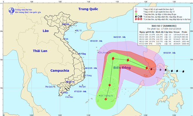 Bão Kammuri đi vào Biển Đông trở thành bão số 7