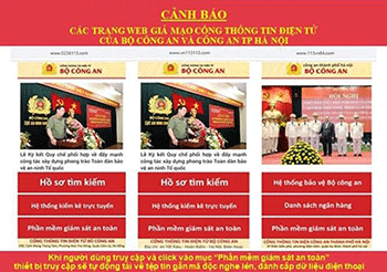 Công an thành phố Hà Nội phát hiện 8 trang web giả mạo lực lượng công an