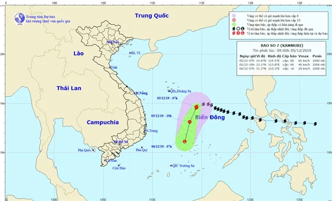 Bão số 7 sắp suy yếu thành áp thấp nhiệt đới