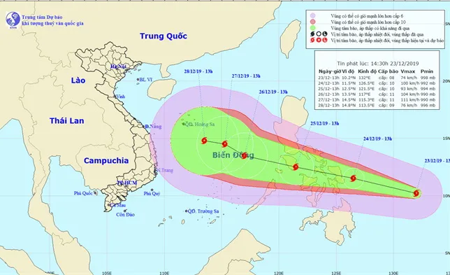Thời tiết ngày 23/12/2019: Tin bão gần Biển Đông