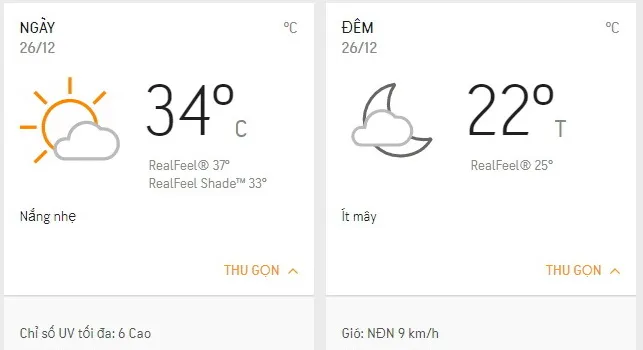 Dự báo thời tiết TPHCM hôm nay 26/12: Nắng nhẹ, buổi trưa có hiện tượng nhật thực