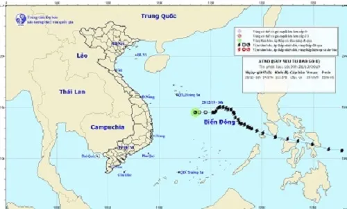 Áp thấp nhiệt đới suy yếu và tan dần trên biển Đông