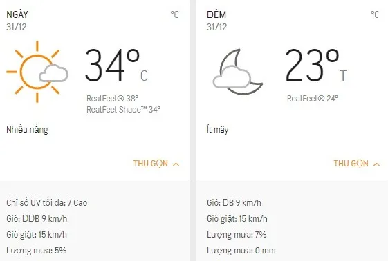 Dự báo thời tiết TPHCM hôm nay 31/12: Ngày nắng nóng