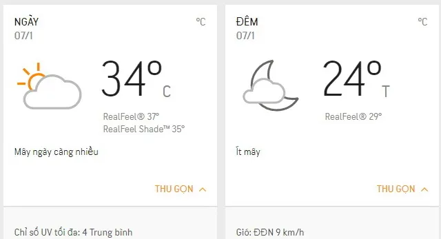 Dự báo thời tiết TPHCM hôm nay 7/1: Nhiệt độ cao nhất 34 độ C, lượng UV ở mức trung bình