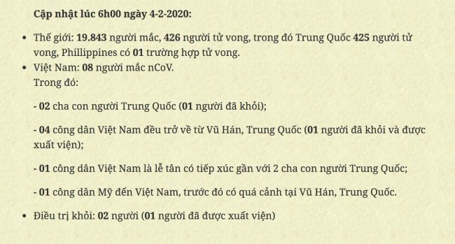Dịch bệnh do virus corona ngày 4/2: Số người chết tăng lên 426 người