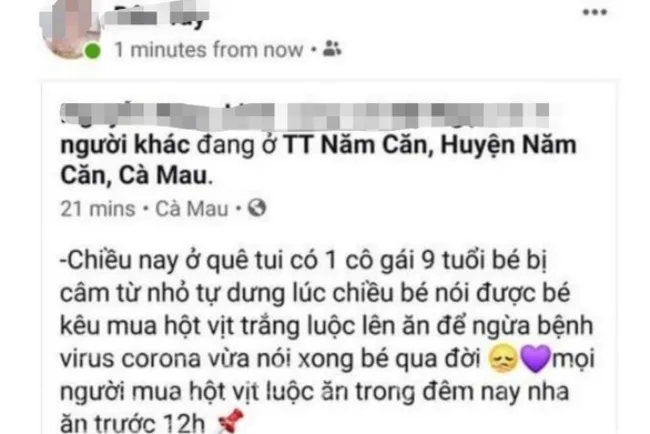 Bị phạt 10 triệu đồng vì chia sẻ thông tin “ăn hột vịt luộc ngừa corona”