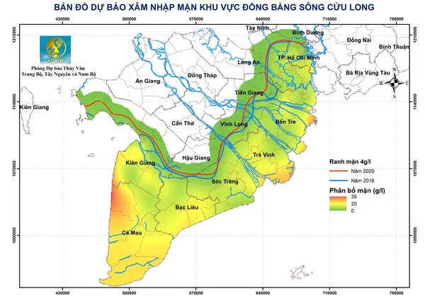 Dự báo từ nay đến 5/3: xâm nhập mặn trên các sông Nam Bộ giảm dần