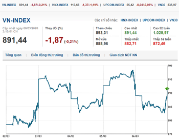 Thị trường chứng khoán 6/3/2020: Đà giảm lan tỏa khắp thị trường