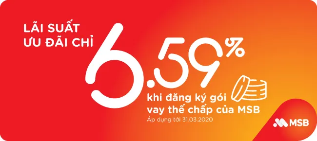 Vay thế chấp lãi suất ưu đãi chỉ 6.59%