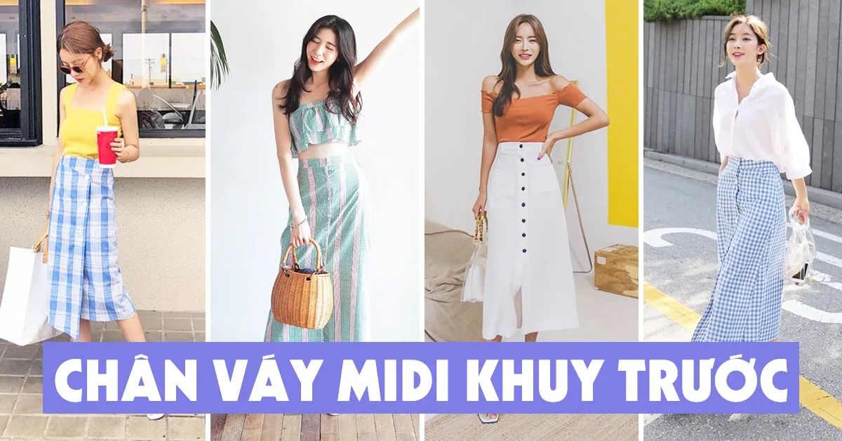 5 công thức diện chân váy midi khuy trước xinh tươi và sành điệu