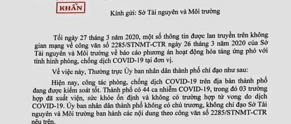 Vụ văn bản hỏa táng liên quan Covid-19: Sở Tài nguyên Môi trường TP bị phê bình