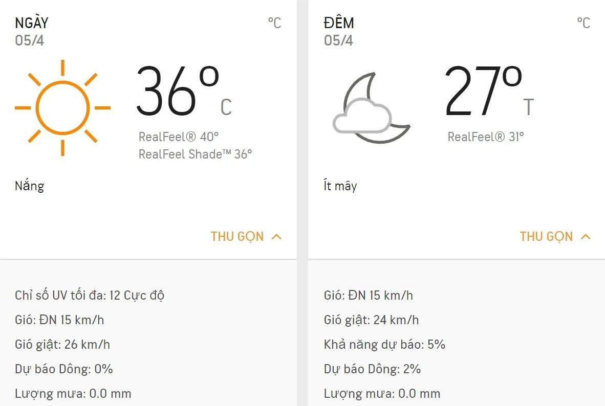 Dự báo thời tiết TPHCM hôm nay 5/4: Nắng nóng, không mưa