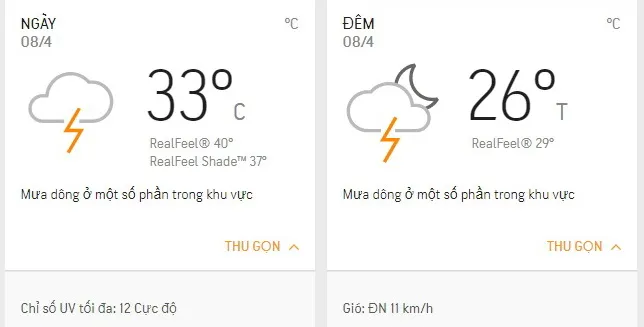 Dự báo thời tiết TPHCM hôm nay 8/4: Nhiệt độ giảm nhẹ, chiều và tối có mưa dông