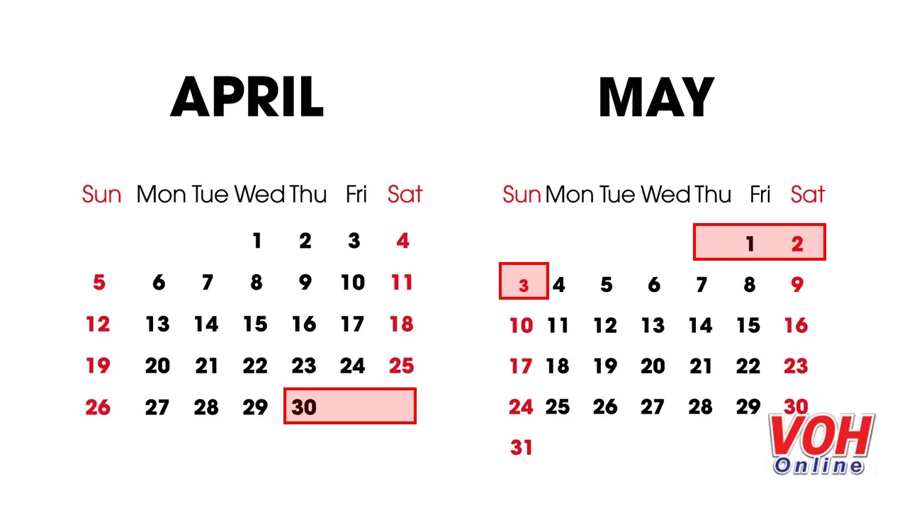 Lịch nghỉ lễ 30/4 và 1/5/2020: Người lao động được nghỉ bao nhiêu ngày?