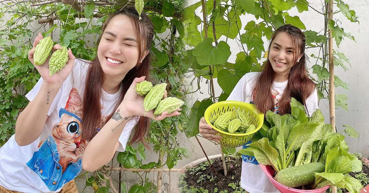 Giữa mùa dịch, Hải Băng khoe vườn rau xanh mướt do chính tay Thành Đạt trồng