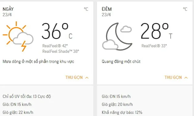 Dự báo thời tiết TPHCM hôm nay 23/4: Nhiệt độ cao nhất 36 độ C - vài nơi có mưa dông