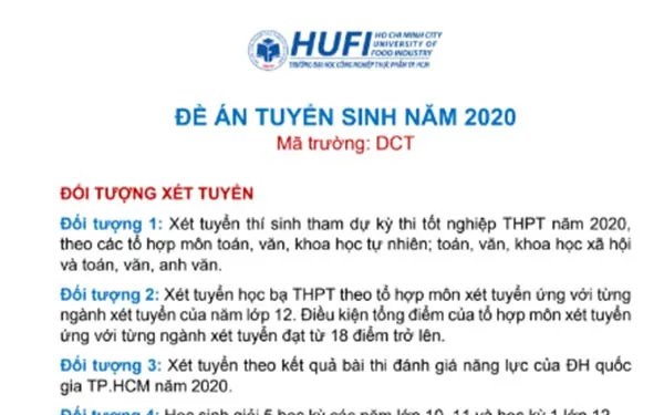 Trường ĐH Công nghiệp Thực phẩm TPHCM dành 40% chỉ tiêu xét tuyển từ điểm thi tốt nghiệp THPT 2020