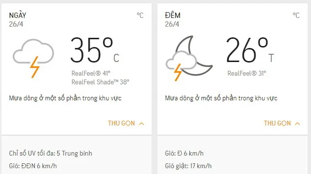 Dự báo thời tiết TPHCM hôm nay 26/4: Nhiều mây, đầu giờ chiều có mưa dông 