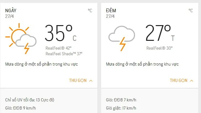 Dự báo thời tiết TPHCM hôm nay 27/4: Ngày nhiều mây, buổi chiều có mưa dông