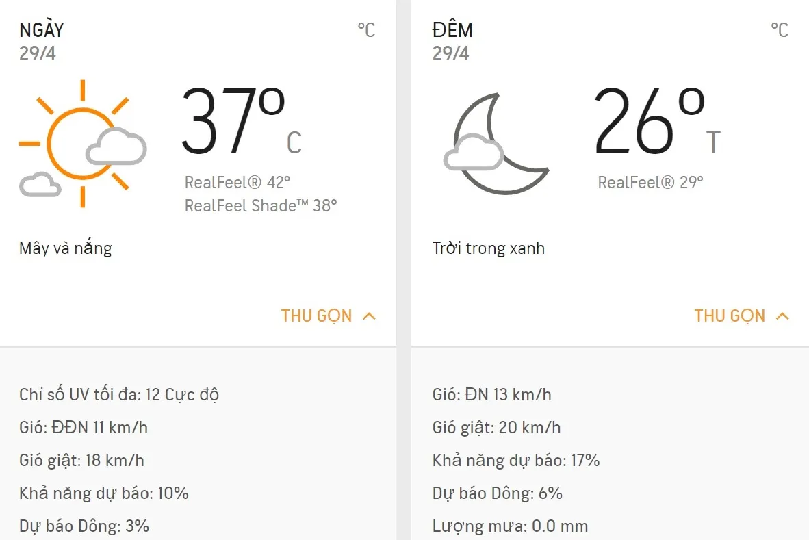Dự báo thời tiết TPHCM hôm nay 29/4: Ngày nắng, nhiệt độ có thể tới 37 độ C