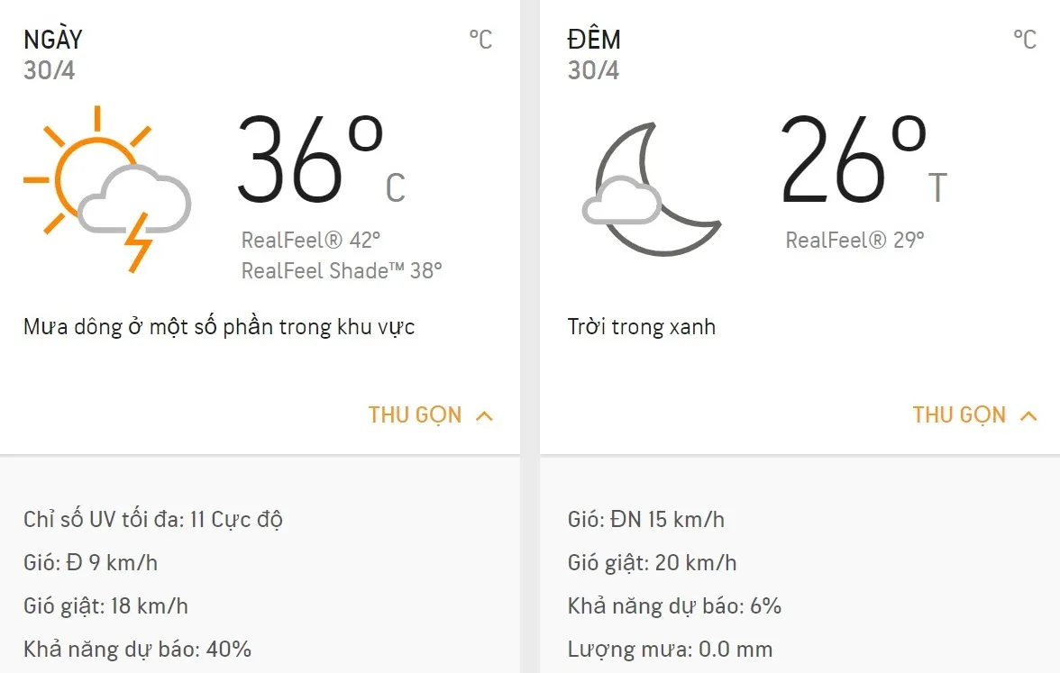 Dự báo thời tiết TPHCM hôm nay 30/4: Ngày nắng, chiều có dông