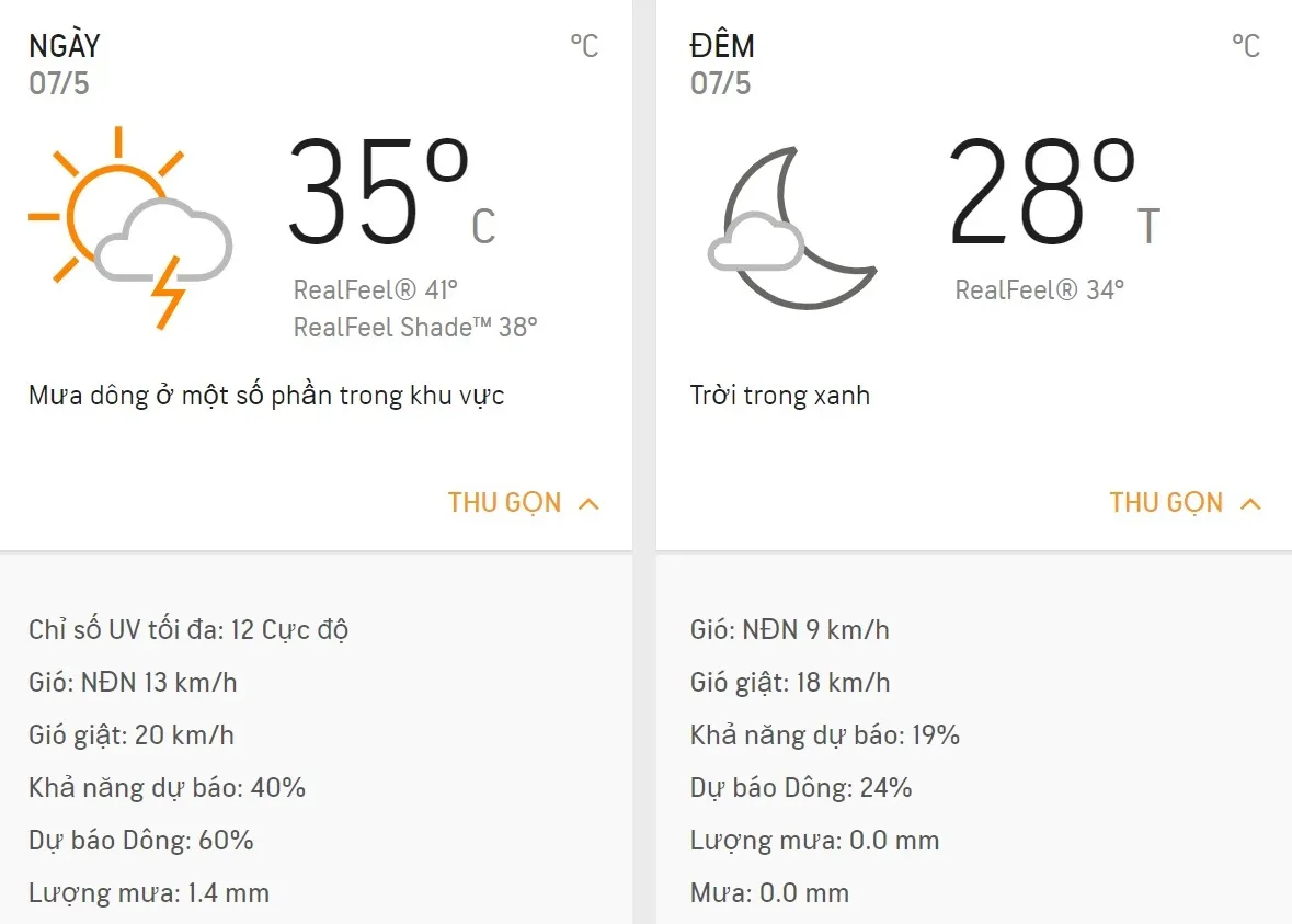 Dự báo thời tiết TPHCM hôm nay 7/5: Ngày nắng, trưa chiều có thể có dông rải rác
