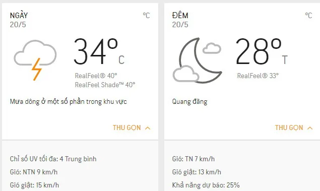 Dự báo thời tiết TPHCM hôm nay 20/5: Trời có mây, nắng nhẹ, mưa dông rải rác lúc đầu chiều