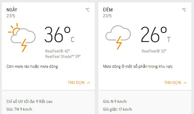 Dự báo thời tiết TPHCM hôm nay 27/5: Sáng có mây, chiều tối mưa dông